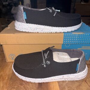 Hey Dude Kids Black and Silver Glitter Sneakers